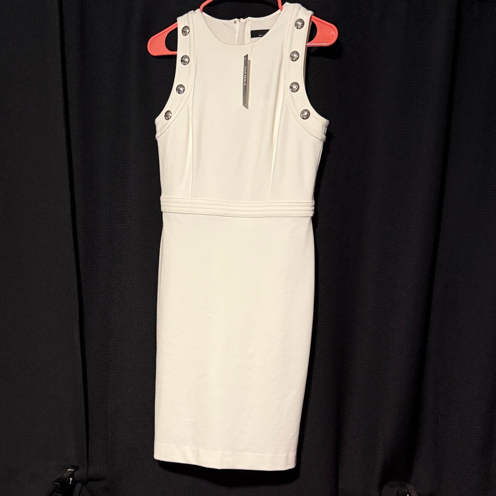 White House Black Market White Button-Accent Mini Dress